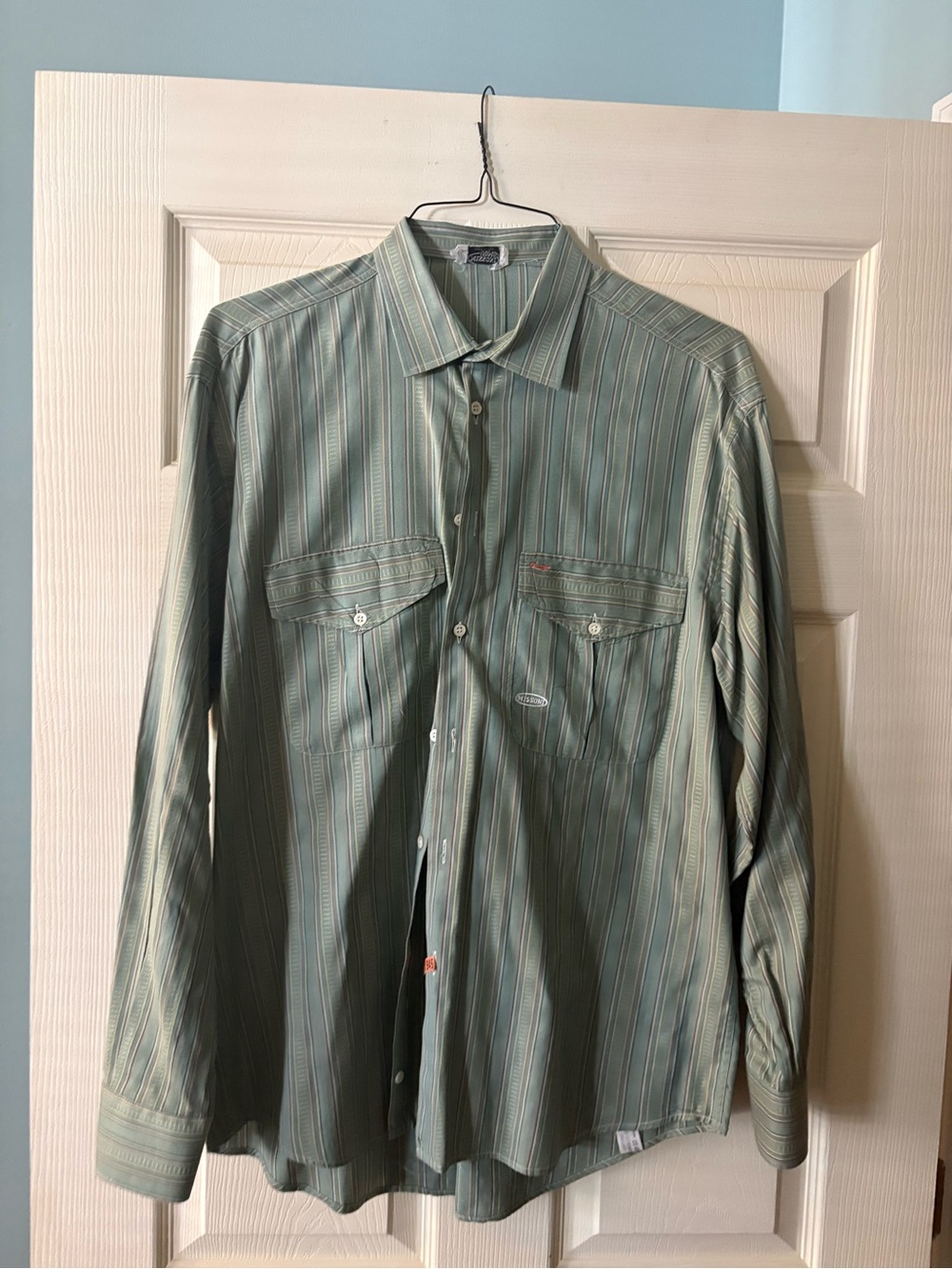 Missoni Light Green Striped Casual Button-Down Shirt Medium